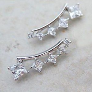 🌸 New Arrival Gorgeous Princess Cut CZ Drop Earrings, GPMB1475